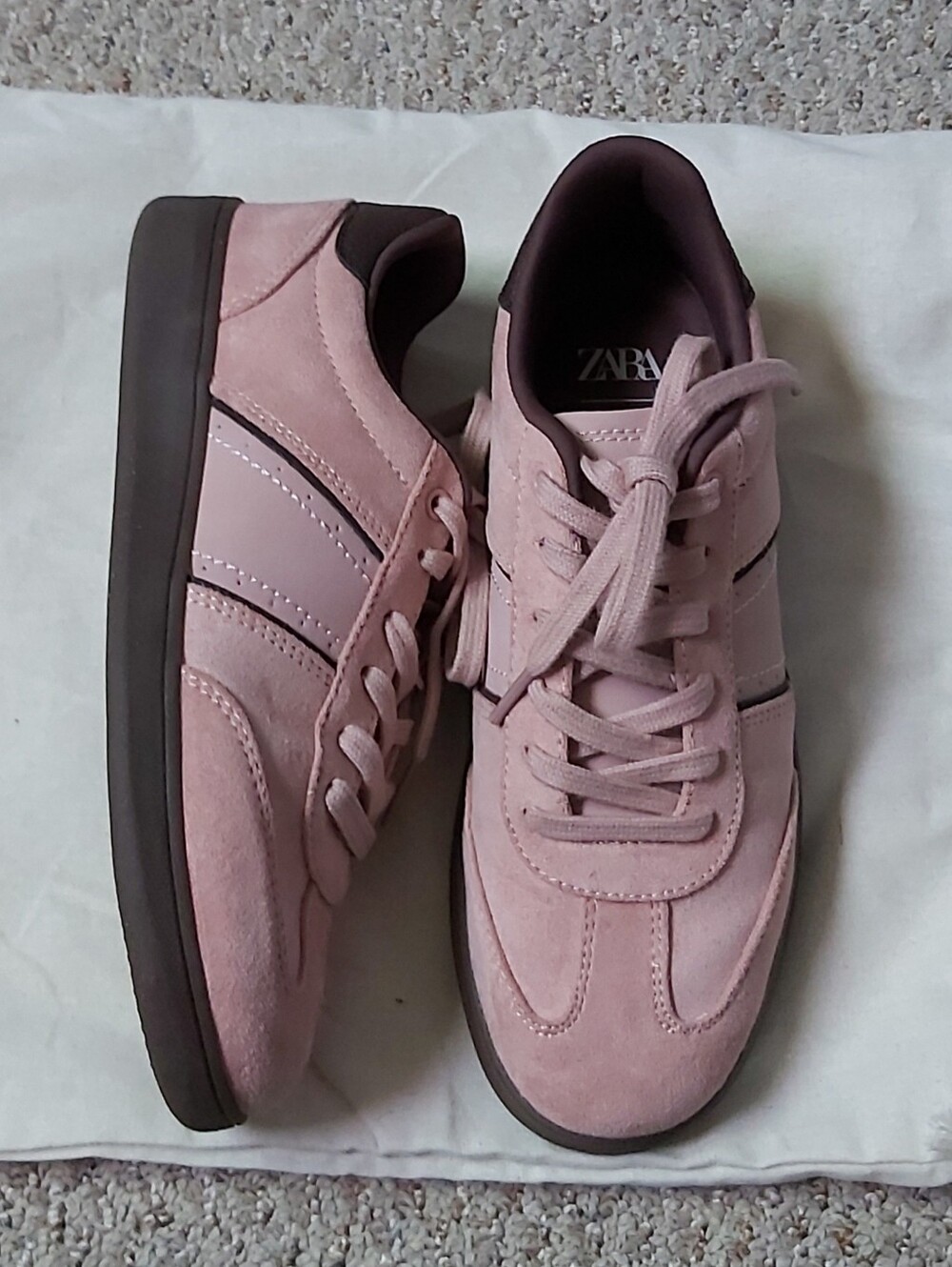 Zara Pink Faux Suede Sneakers Size 6.5/37